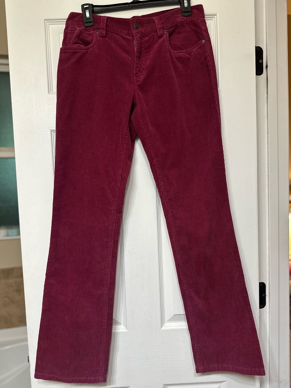 Vintage Ralph Lauren Women's Corduroy Flare Jeans in Burgundy 8